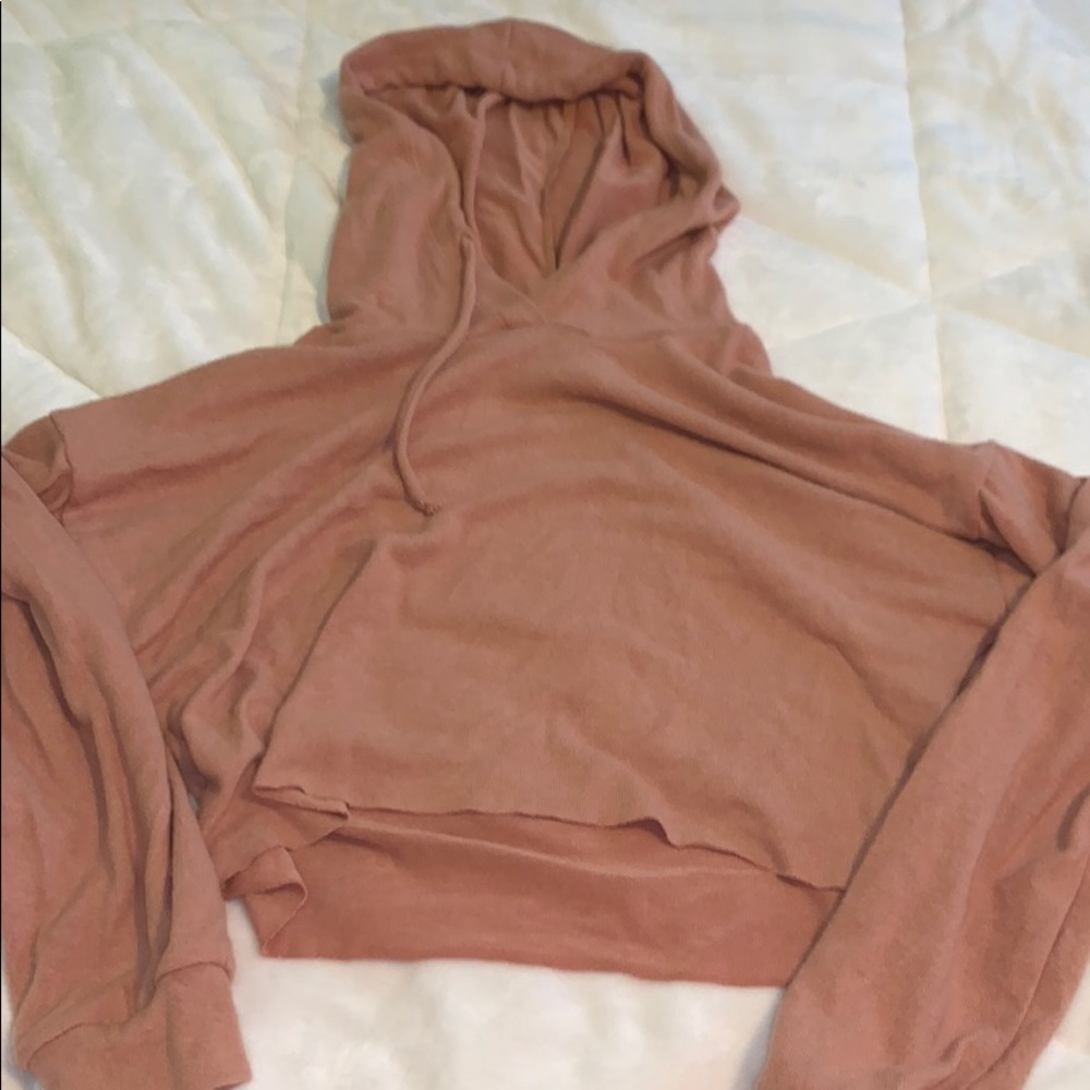 Forever 21 Tan Cropped Hoodie